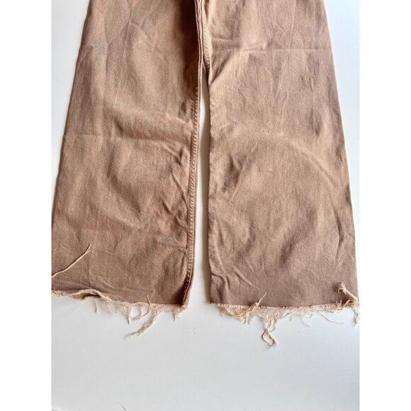 ZARA Marine Straight Tan Stretch Denim High Waisted Wide Leg Jeans, Size 4/26 - Picture 6 of 15